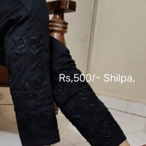 Black chikankari pant