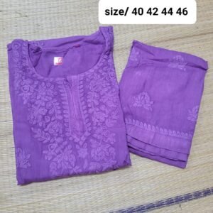 Chikankari pant kurti set-lavender